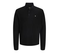 Strickpullover JACK & JONES "JPRBLURICHARD KNIT HIGH NECK", Herren, Gr. S, schwarz, Strick, Obermaterial: 73% Polyester, 27% Polyacryl, unifarben, regular fit, hoch geschlossener Ausschnitt, Rippbündc