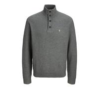 Strickpullover JACK & JONES "JPRBLURICHARD KNIT HIGH NECK", Herren, Gr. L, medium grau melange, Strick, Obermaterial: 73% Polyester, 27% Polyacryl, meliert, regular fit, hoch geschlossener Ausschnitt,