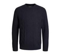 Strickpullover JACK & JONES "JPRBLUSEAN KNIT CABLE CREW NECK SN", Herren, Gr. XS, schwarz navy, Strick, Obermaterial: 57% Polyacryl, 43% Baumwolle, unifarben, regular fit normal, Rundhals, Rippbündche