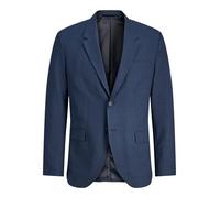 Sakko JACK & JONES "JPRBLAMARTIN BLAZER CO01", Herren, Gr. 48, schwarz iris fit:slim fit, Web, Obermaterial: 71% Polyester, 22% Viskose, 7% Elasthan, unifarben, slim fit normal, V-Ausschnitt, gerader