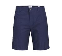 Chinoshorts JACK & JONES "JPSTACE SUMMER SHORT SRT SN", Herren, Gr. M, N-Gr, blau (night sky), Web, Obermaterial: 74% Baumwolle, 26% Leinen, unifarben, modisch, regular fit kniefrei, Hosen, im Four-Po