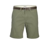 Chinoshorts JACK & JONES "JPSTADAM BELTED CHINO SHORTS SRT", Herren, Gr. S, N-Gr, deep lichen grün, Web, Obermaterial: 98% Baumwolle, 2% Elasthan, unifarben, regular fit, Hosen Chinoshorts (10252055-S