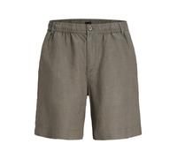 Shorts JACK & JONES "JPSTBILL LAWRENCE LINEN SHORTS SRT LN", Damen, Gr. L, N-Gr, morel, Web, Obermaterial: 100% Leinen, unifarben, weit knielang, Hosen Shorts (88194220-L) morel