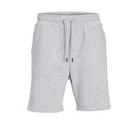 Sweatshorts JACK & JONES "JPSTGORDON mit elastischem Bund", Herren, Gr. XS, N-Gr, grau (light grau melange), Web, Obermaterial: 61% Polyester, 39% Baumwolle, meliert, unifarben, slim fit kniefrei, Hos