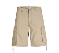 Cargoshorts "JPSTCOLE FRANK CARGO SHORT MID SN PLS", Herren, Gr. 48 (7XL), N-Gr, crockery, Web, Obermaterial: 100% Baumwolle, JACK & JONES PLUSSIZE, unifarben, kniefrei, Hosen, mit Taschenbändern (500