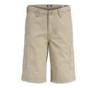 Cargoshorts JACK & JONES JUNIOR "JPSTCOLE MATTY CARGO SHORT MID JNR", Mädchen, Gr. 140, N-Gr, crockery, Web, Obermaterial: 100% Baumwolle, unifarben, loose fit knöchellang, Hosen (12724923-140) crocke