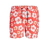 JACK & JONES Men's JPSTFIJI JJSWIM Bahama Badeshorts, Hot Coral, M