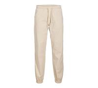 Jogginghose JACK & JONES "JPSTKANE TROY CUFFED JOGGER SN", Herren, Gr. L, N-Gr, gelb (moonbeam), Web, Obermaterial: 100% Baumwolle, unifarben, relaxed fit normal, Hosen (30683442-L) moonbeam