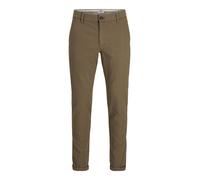 Chinos JACK & JONES "JPSTMARCO JJFURY ANA", Herren, Gr. 36, Länge 34, braun (rain drum), Web, Obermaterial: 98% Baumwolle, 2% Elasthan, unifarben, modisch, slim fit normal, Hosen (67530036-36) rain dr