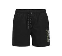 Badeshorts JACK & JONES "JPSTMAUI JJSWIM DOUBLE LOGO AKM SN", Herren, Gr. M, N-Gr, schwarz, Web, Obermaterial: 100% Polyester, unifarben, modisch, Badehosen (45756848-M) schwarz