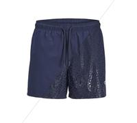 Badeshorts JACK & JONES "JPSTMAUI SPLASH MAGIC SWIM SHORTS", Herren, Gr. XS, N-Gr, blau (navy blazer), Web, Polyester, unifarben, Badehosen Badeshorts (52360630-XS) navy blazer