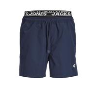 Badeshorts JACK & JONES "JPSTMAUI SURF DOUBLE WB SWIM SHORTS", Herren, Gr. S, N-Gr, blau (navy blazer), Polyester, Badehosen Badeshorts (16644665-S) navy blazer
