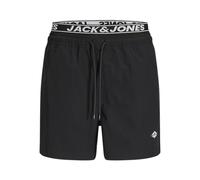 Badeshorts JACK & JONES "JPSTMAUI SURF DOUBLE WB SWIM SHORTS", Herren, Gr. L, N-Gr, schwarz, Polyester, Badehosen Badeshorts (38567236-L) schwarz