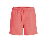 Badeshorts JACK & JONES "JPSTMAUI TROPIC SOLID SWIM SHORTS SN", Herren, Gr. XL, N-Gr, rosa (hot coral), Web, Obermaterial: 100% Polyester, unifarben, Badehosen Badeshorts, Kunstfaser, normal geschnitt