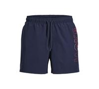 Badeshorts JACK & JONES "JPSTMAUI WAVE LOGO SWIM SHORTS SN", Gr. S, N-Gr, navy blazer, Web, Obermaterial: 100% Polyester, unifarben, Badehosen Badeshorts, Kunstfaser, normal geschniten (64728644-S) na