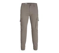 Cargohose JACK & JONES "JPSTPAUL JJFLAKE CARGO NOOS", Herren, Gr. 36, Länge 32, falcon, Web, Obermaterial: 98% Baumwolle, 2% Elasthan, unifarben, regular fit lang, Hosen Cargohose, Baumwollmischung, r