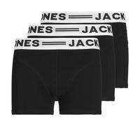 JACK&JONES Jungen Boxershorts, 3er Pack - SENSE TRUNKS, Baumwoll-Stretch, Logobund Schwarz/Weiß / 176 176 Schwarz
