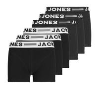JACK&JONES Jungen Boxershorts, 6er Pack - SENSE TRUNKS, Baumwoll-Stretch, Logobund Schwarz/Schwarz/Weiß 152