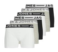 Boxershorts JACK & JONES "Boxershort SENSE TRUNKS 6 PACK JNR NOOS 6er Pack", Jungen, Gr. 164, bunt (schwarz, weiß, grau), Obermaterial: 95% Baumwolle CO. 5% Elasthan EL., Unterhosen (30257002-164) sch