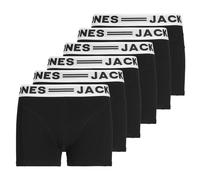 JACK&JONES Jungen Boxershorts, 6er Pack - SENSE TRUNKS, Baumwoll-Stretch, Logobund Schwarz/Weiß 164