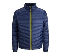 JACK & JONES Jungen Jacket Jjehero Puffer Collar Noos, Navy Blazer/Detail:safety Yellow Contrast Zip, M