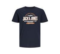 Jack & Jones Jungen T-Shirt JJELOGO Tee SS O-Neck 2 COL S NOOS JNR, Navy Blazer/Print:White + Marmelade,128
