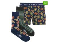 JACK & JONES Junior 3tlg. Set: Socken & Boxershorts ''Gingerbread'' in Dunkelblau - Größe 140 | Kinder Waesche