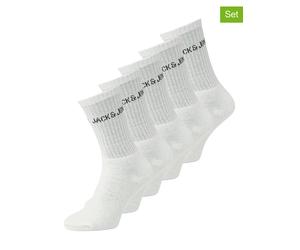 JACK & JONES Junior 5er-Set: Socken in Weiß - Größe 38-43 | Kinder Socken Strumpfhosen