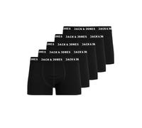 JACK & JONES Jungen Boxershorts, 5er Pack - JACHUEY TRUNKS, Baumwoll-Stretch, Logobund, schwarz, 152 Schwarz