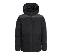 Steppjacke JACK & JONES JUNIOR "JJEOWEN REFLECTIVE PUFFER SN JNR", Herren, Gr. 152, schwarz (schwarz detail:reflective), Web, Obermaterial: 100% Polyester, colorblocking, regular fit normal, Jacken St