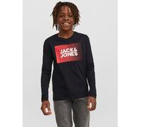 Langarmshirt JACK & JONES JUNIOR "JJECORP stylisch, bequem, atmungsaktiv, pflegeleicht", Jungen, Gr. 176, schwarz, Jersey, Obermaterial: 100% Baumwolle, bedruckt, regular fit normal, Rundhals, Shirts 