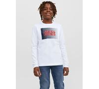 Jack & Jones Langarmshirt JJECORP – Jungen, Rundhals, weiß, bedruckt, Jersey 100% Baumwolle, Gr. 152