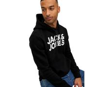 Jack & Jones Herren Kapuzenpullover Corp Logo mit Brustprint Regular Fit Schwarz XS