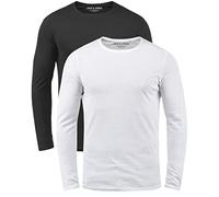 JACK & JONES Langarmshirt Herren T- Shirt Basic Sweatshirt weiß schwarz Rundhals im Doppelpack LS Tee O-Neck (1x schwarz 1x weiß, XXL)