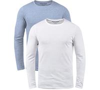 JACK & JONES Langarmshirt Herren T- Shirt Basic Sweatshirt weiß schwarz Rundhals im Doppelpack LS Tee O-Neck (1x Faded 1x White, XL)
