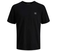 Rundhalsshirt JACK & JONES "JJCLEVELAND TEE SS CREW NECK SN", Herren, Gr. M, schwarz, Jersey, Obermaterial: 100% Baumwolle, bedruckt, regular fit normal, Rundhals, Shirts Rundhalsshirt, Baumwolle, reg