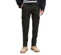 Cargohose JACK & JONES "JPSTPAUL JJFLAKE CARGO NOOS", Herren, Gr. 34, Länge 32, grün (rosin), Web, Obermaterial: 98% Baumwolle, 2% Elasthan, unifarben, slim fit knöchellang, Hosen Cargohose, mit Beint