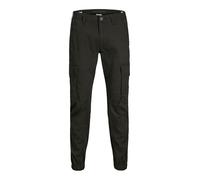 Cargohose JACK & JONES "JPSTPAUL JJFLAKE CARGO NOOS", Herren, Gr. 33, Länge 34, grün (rosin), Web, Obermaterial: 98% Baumwolle, 2% Elasthan, unifarben, slim fit knöchellang, Hosen, mit Beintaschen (19