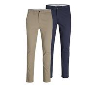 Jack & Jones Chinohose SLIM FIT MARCO 2er-Pack Gr. 32 Länge 32 Blau/Beige Herren