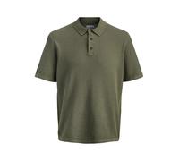 Kurzarmpullover JACK & JONES "JJEGEORGE KNIT POLO SS SN", Herren, Gr. L, dusty olive, Strick, Obermaterial: 85% Baumwolle, 15% Polyester, unifarben, relaxed fit taillenbedeckt, ohne Ausschnitt, Bündch