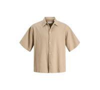 JACK & JONES Regular Fit Freizeithemd mit Strukturmuster Modell 'MONTAUK' in Beige, Größe S