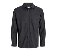 Langarmhemd "JJECLASSIC MELANGE SHIRT L/S SN PLS", Herren, Gr. 4XL, N-Gr, grau (dunkelgrau melange), Web, Obermaterial: 100% Baumwolle, JACK & JONES PLUSSIZE, unifarben, modisch, regular fit, Langarm,