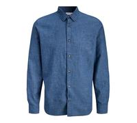Jack & Jones Langarmhemd JJESUMMER Linen Blend L/S Herren – 70/30 Baumwolle/Leinen – Navy Blazer S