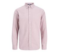 Langarmhemd JACK & JONES "JPRBLUHARVEY OXFORD L/S SHIRT SN", Herren, Gr. L, N-Gr, ash rose fit:regular fit, Web, Obermaterial: 100% Baumwolle, gestreift, regular fit normal, ohne Ausschnitt, 2-Knopf-M