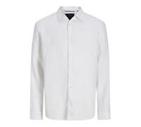 Langarmhemd JACK & JONES "JPRBLALAWRENCE LINEN LS SHIRT SN", Herren, Gr. M, N-Gr, hellweiß, Web, Obermaterial: 100% Leinen, unifarben, normal, Hemden (63533405-M) hellweiß