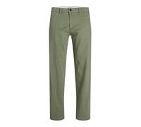 Chinohose JACK & JONES "JPSTKANE DYLAN CHINO", Herren, Gr. 33, Länge 32, deep lichen grün, Web, Obermaterial: 98% Baumwolle, 2% Elasthan, unifarben, regular fit knöchellang, Hosen Chinohose (37027118-