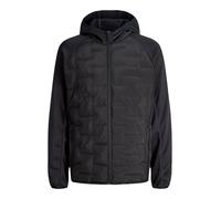 Steppjacke JACK & JONES "JJEPERFECT HYBRID JACKET NOOS", Herren, Gr. XS, schwarz, Steppware, Fleece, Obermaterial: 100% Polyester, unifarben, normal, Jacken Steppjacke, mit Kapuze (84717654-XS) schwar
