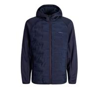 Steppjacke JACK & JONES "JJEPERFECT HYBRID JACKET NOOS", Herren, Gr. XXL, navy blazer, Steppware, Fleece, Obermaterial: 100% Polyester, unifarben, normal, Jacken Steppjacke, mit Kapuze (53484805-XXL)