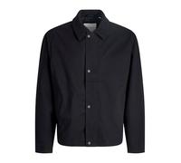 Kurzjacke JACK & JONES "JJEGRAHAM WORKER JACKET SN", Herren, Gr. M, schwarz, Web, Obermaterial: 97% Baumwolle, 3% Elasthan, unifarben, normal, Jacken Kurzjacke, mit Fly-Away-Kragen (62341643-M) schwar