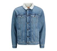 Jeansjacke JACK & JONES "JJIJEAN JJJACKET W. SHERPA AKM 024 SN", Herren, Gr. S, blau (blau denim), Web, Obermaterial: 100% Baumwolle, Abriebeffekte, loose fit hüftlang, Jacken Jeansjacke (70561125-S)